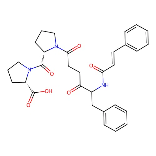 (5-Cinnamido-4-oxo-6-phenylhexanoyl)prolyl-proline structure