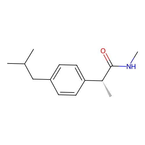 (2R)-N-methyl-2-[4-(2-methylpropyl)phenyl]propanamide structure