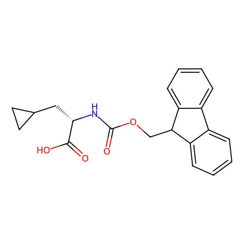 (2S)-3-cyclopropyl-2-((((9H-fluoren-9-yl)methoxy)carbonyl)amino)propanoic acid structure