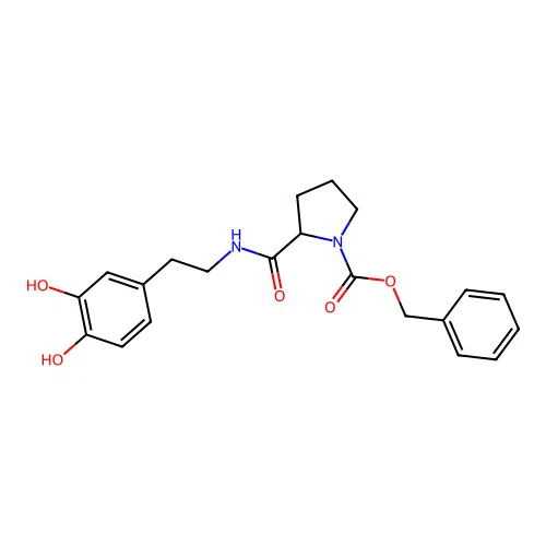 Benzyl 2-((3,4-dihydroxyphenethyl)carbamoyl)pyrrolidine-1-carboxylate structure