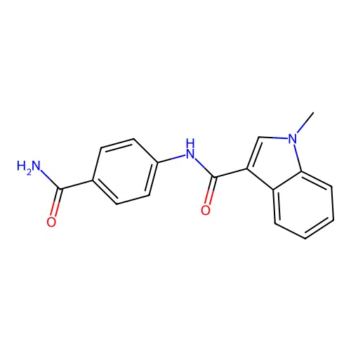 N-(4-carbamoylphenyl)-1-methyl-1H-indole-3-carboxamide structure