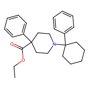 Ethyl 4-phenyl-1-(1-phenylcyclohexyl)piperidine-4-carboxylate structure