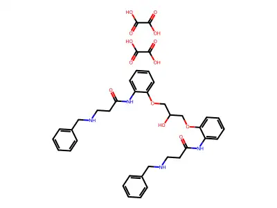 Propanamide, N,N'-((2-hydroxy-1,3-propanediyl)bis(oxy-2,1-phenylene))bis(3-((phenylmethyl)amino)-, ethanedioate (1:2) structure