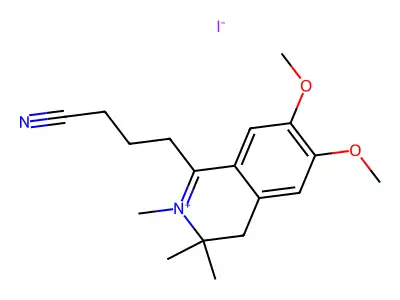 3,4-Dihydro-1-(3-cyanopropyl)-6,7-dimethoxy-2,3,3-trimethylisoquinolinium iodide structure