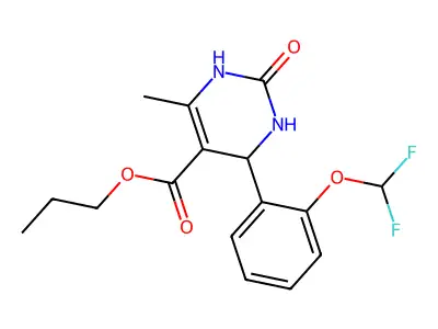 5-Pyrimidinecarboxylic acid, 1,2,3,4-tetrahydro-4-(2-(difluoromethoxy)phenyl)-6-methyl-2-oxo-,propyl ester structure