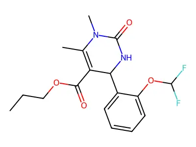 5-Pyrimidinecarboxylic acid, 1,2,3,4-tetrahydro-4-(2-(difluoromethoxy)phenyl)-1,6-dimethyl-2-oxo-, propyl ester structure