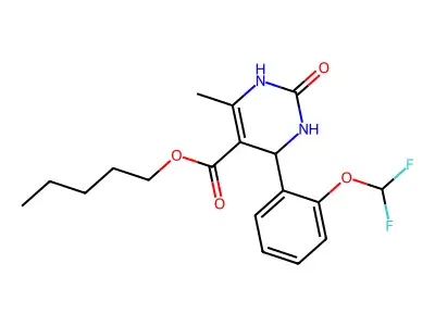 5-Pyrimidinecarboxylic acid, 1,2,3,4-tetrahydro-4-(2-(difluoromethoxy)phenyl)-6-methyl-2-oxo-,pentyl ester structure