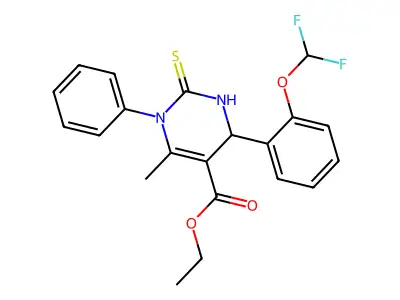 5-Pyrimidinecarboxylic acid, 1,2,3,4-tetrahydro-4-(2-(difluoromethoxy)phenyl)-6-methyl-1-phenyl-2-thioxo-, ethyl ester structure