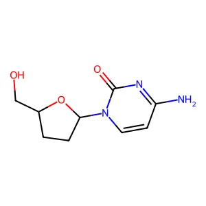 4-amino-1-[(2S,5R)-5-(hydroxymethyl)tetrahydrofuran-2-yl]pyrimidin-2-one structure
