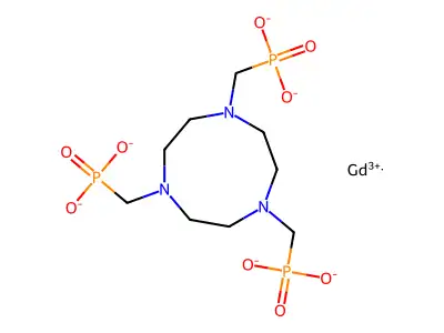 Gadolinium-1,4,7-triazacyclononane-N,N',N''-tris(methylenephosphonic acid) structure