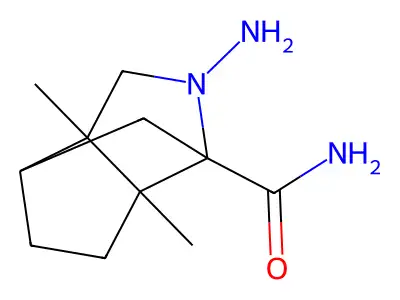 2-amino-3a,6a-dimethylhexahydro-1,4-methanocyclopenta[c]pyrrole-1(2H)-carboxamide structure