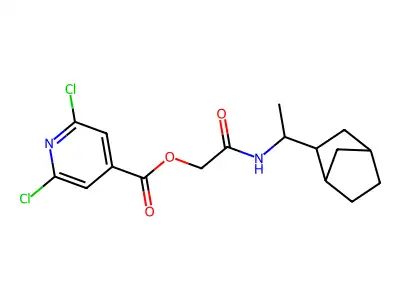 [(1-{bicyclo[2.2.1]heptan-2-yl}ethyl)carbamoyl]methyl 2,6-dichloropyridine-4-carboxylate structure