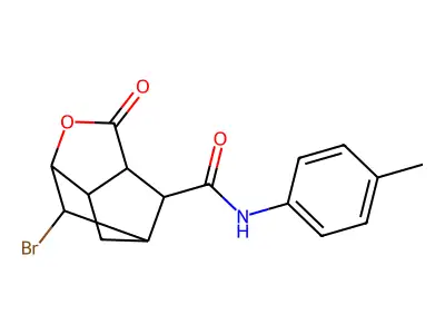 2-bromo-N-(4-methylphenyl)-5-oxo-4-oxatricyclo[4.2.1.0~3,7~]nonane-9-carboxamide structure
