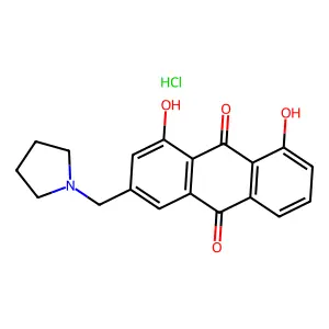 1,8-Dihydroxy-3-(pyrrolidin-1-ylmethyl)anthracene-9,10-dione;hydrochloride structure