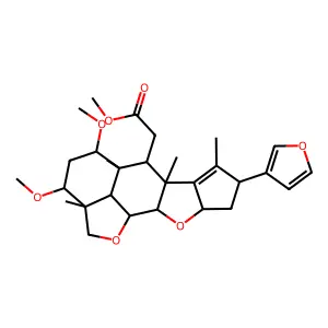 2H,3H-Cyclopenta(d')naphtho(1,8-bc:2,3-b')difuran-6-acetic acid, 8-(3-furanyl)-2a,4,5,5a,6,6a,8,9,9a,10a,10b,10c-dodecahydro-3,5-dimethoxy-2a,5a,6a,7-tetramethyl-, methyl ester, (2aR-(2aalpha,3beta,5beta,5aalpha,6alpha,6aalpha,8beta,9abeta,10aalpha,10balpha,10cbeta))- structure