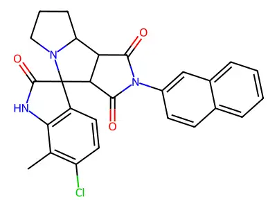 6-chloro-7-methyl-2'-naphthalen-2-ylspiro[1H-indole-3,4'-3a,6,7,8,8a,8b-hexahydropyrrolo[3,4-a]pyrrolizine]-1',2,3'-trione structure