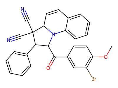 1-[(3-bromo-4-methoxyphenyl)carbonyl]-2-phenyl-1,2-dihydropyrrolo[1,2-a]quinoline-3,3(3aH)-dicarbonitrile structure