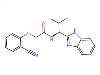 N-[(1S)-1-(1H-benzimidazol-2-yl)-2-methylpropyl]-2-(2-cyanophenoxy)acetamide structure