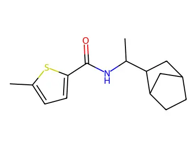 N-[1-(3-bicyclo[2.2.1]heptanyl)ethyl]-5-methylthiophene-2-carboxamide structure