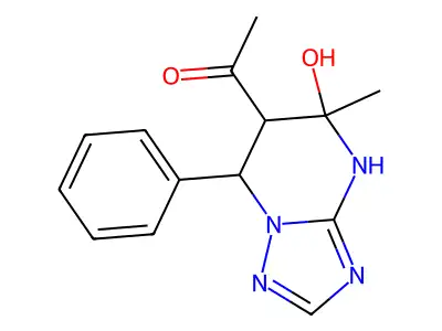 1-{5-hydroxy-5-methyl-7-phenyl-4H,5H,6H,7H-[1,2,4]triazolo[1,5-a]pyrimidin-6-yl}ethan-1-one structure