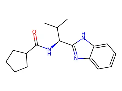 N-[(1S)-1-(1H-benzimidazol-2-yl)-2-methylpropyl]cyclopentanecarboxamide structure