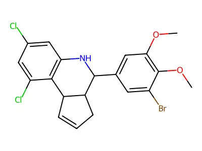 4-(3-bromo-4,5-dimethoxyphenyl)-7,9-dichloro-3a,4,5,9b-tetrahydro-3H-cyclopenta[c]quinoline structure
