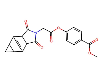 methyl 4-{[(1,3-dioxooctahydro-4,6-ethenocyclopropa[f]isoindol-2(1H)-yl)acetyl]oxy}benzoate structure