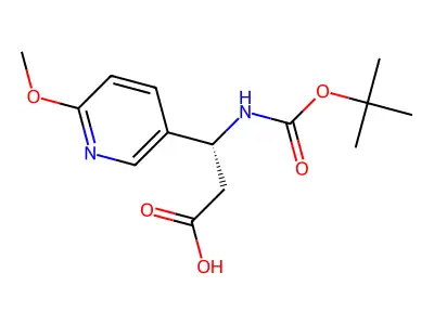 (R)-3-((tert-Butoxycarbonyl)amino)-3-(6-methoxypyridin-3-yl)propanoic acid structure
