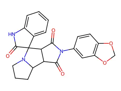 2'-(1,3-benzodioxol-5-yl)-3a',6',7',8',8a',8b'-hexahydro-1'H-spiro[indole-3,4'-pyrrolo[3,4-a]pyrrolizine]-1',2,3'(1H,2'H)-trione structure