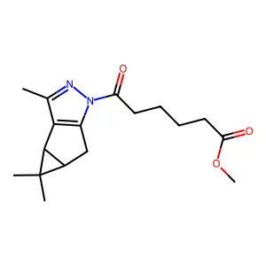 methyl 6-oxo-6-((3bS,4aR)-3,4,4-trimethyl-3b,4,4a,5-tetrahydro-1H-cyclopropa[3,4]cyclopenta[1,2-c]pyrazol-1-yl)hexanoate structure