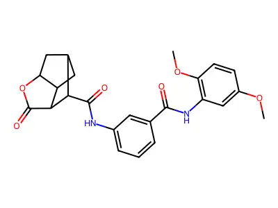 N-{3-[(2,5-dimethoxyphenyl)carbamoyl]phenyl}-2-oxohexahydro-2H-3,5-methanocyclopenta[b]furan-7-carboxamide structure