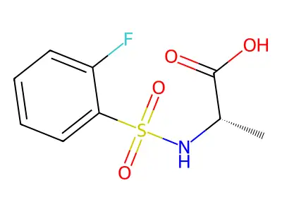 (2S)-2-(2-fluorobenzenesulfonamido)propanoic acid structure
