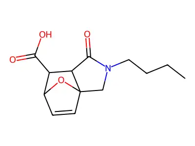 2-Butyl-1-oxo-1,2,3,6,7,7a-hexahydro-3a,6-epoxyisoindole-7-carboxylic acid structure