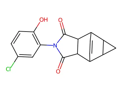 2-(5-chloro-2-hydroxyphenyl)hexahydro-4,6-ethenocyclopropa[f]isoindole-1,3(2H,3aH)-dione structure