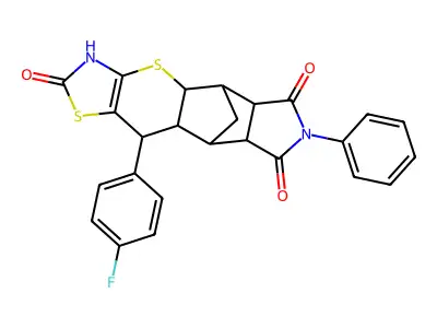 10-(4-fluorophenyl)-7-phenyl-3,4a,5,5a,8a,9,9a,10-octahydro-5,9-methano[1,3]thiazolo[5',4':5,6]thiopyrano[2,3-f]isoindole-2,6,8(7H)-trione structure