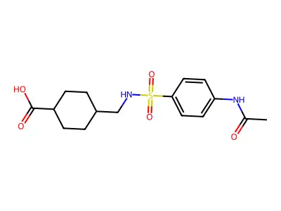 4-[({[4-(Acetylamino)phenyl]sulfonyl}amino)methyl]cyclohexanecarboxylic acid structure