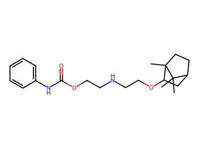 2-({2-[(1,7,7-trimethylbicyclo[2.2.1]hept-2-yl)oxy]ethyl}amino)ethyl phenylcarbamate structure