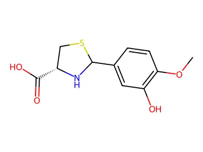2-(3-Hydroxy-4-methoxyphenyl)-1,3-thiazolidine-4-carboxylic acid structure