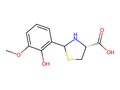 2-(2-Hydroxy-3-methoxyphenyl)-1,3-thiazolidine-4-carboxylic acid structure