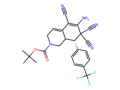 TERT-BUTYL 6-AMINO-5,7,7-TRICYANO-8-[4-(TRIFLUOROMETHYL)PHENYL]-1,2,3,7,8,8A-HEXAHYDROISOQUINOLINE-2-CARBOXYLATE structure