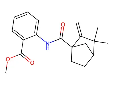 methyl 2-{[(3,3-dimethyl-2-methylidenebicyclo[2.2.1]hept-1-yl)carbonyl]amino}benzoate structure