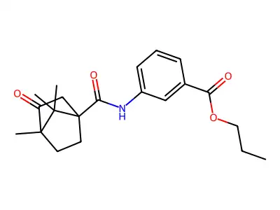 Propyl 3-{[(4,7,7-trimethyl-3-oxobicyclo[2.2.1]hept-1-yl)carbonyl]amino}benzoate structure