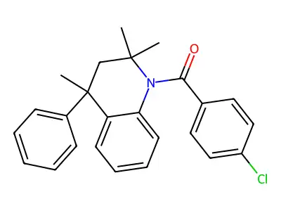 (4-chlorophenyl)-(2,2,4-trimethyl-4-phenyl-3H-quinolin-1-yl)methanone structure