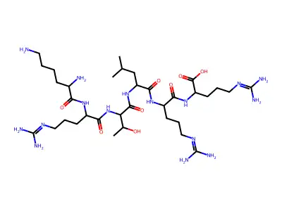 H-LYS-ARG-THR-LEU-ARG-ARG-OH structure