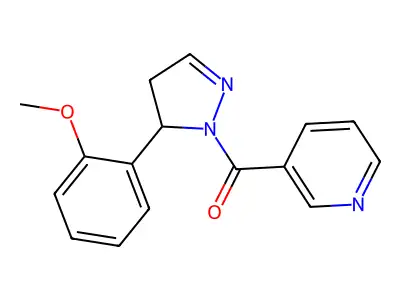 1H-Pyrazole, 4,5-dihydro-5-(2-methoxyphenyl)-1-(3-pyridinylcarbonyl)- structure