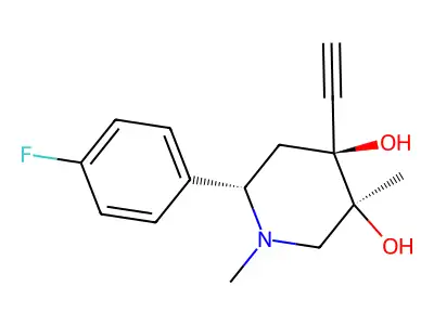 3,4-Piperidinediol, 1,3-dimethyl-4-ethynyl-6-(4-fluorophenyl)-, (3-alpha,4-alpha,6-beta)- structure