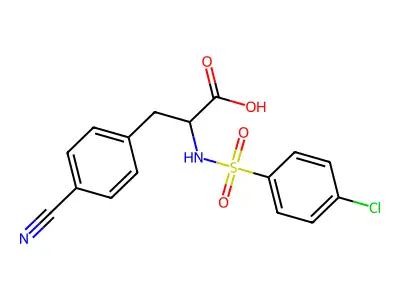 2-{[(4-Chlorophenyl)sulfonyl]amino}-3-(4-cyanophenyl)propanoic acid structure