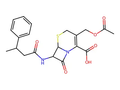 3-[(acetyloxy)methyl]-8-oxo-7-[(3-phenylbutanoyl)amino]-5-thia-1-azabicyclo[4.2.0]oct-2-ene-2-carboxylic acid structure