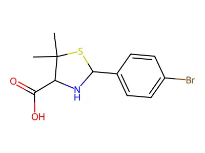 2-(4-bromophenyl)-5,5-dimethyl-1,3-thiazolidine-4-carboxylic Acid structure