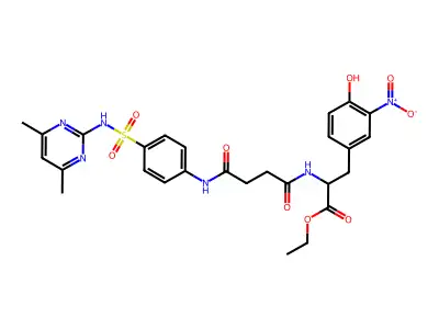ethyl 2-[[4-[4-[(4,6-dimethylpyrimidin-2-yl)sulfamoyl]anilino]-4-oxobutanoyl]amino]-3-(4-hydroxy-3-nitrophenyl)propanoate structure